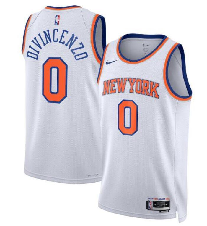 Men New Yok Knicks #0 Donte DiVincenzo White Association Edition Swingman Stitched Basketball 2024 Jerseys